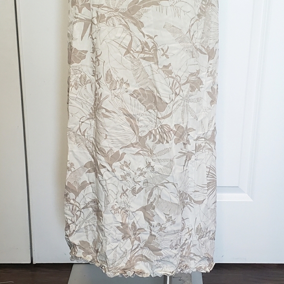 NWT Surf Gypsy Tan White Tropical Floral Strapless Slit Maxi Dress Swim Cover S - Picture 9 of 11